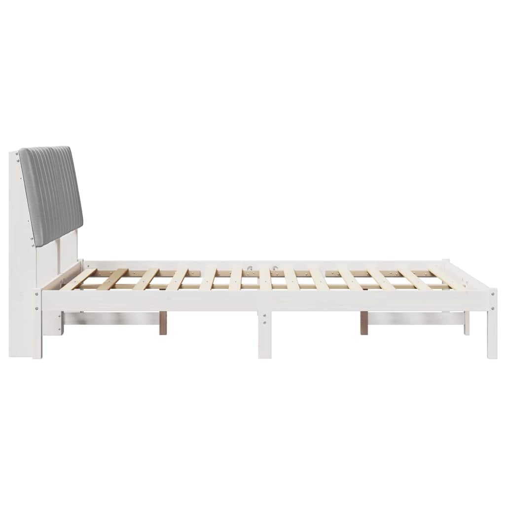Sengestel med hovedgærde Hvid 135 x 190 cm Massiv fyrretræ