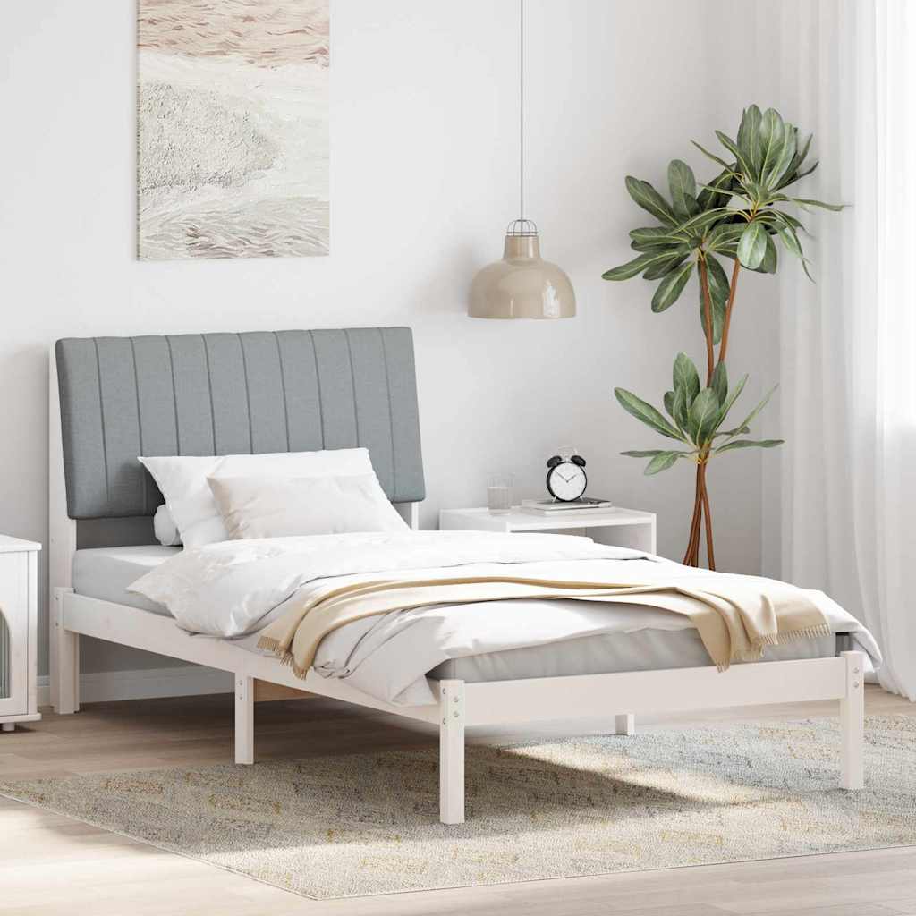 Sengestel med hovedgærde Hvid 100 x 200 cm Massiv fyrretræ