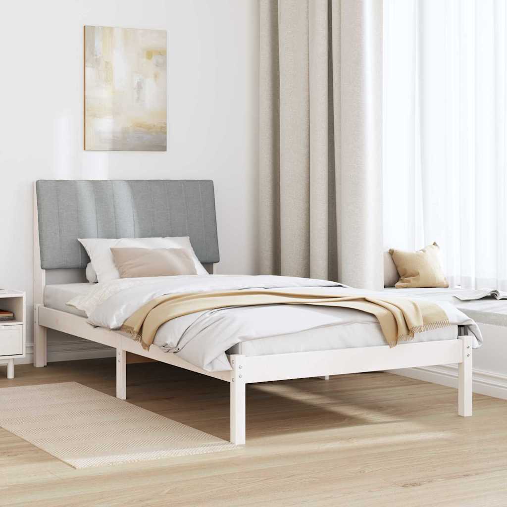 Sengestel med hovedgærde Hvid 100 x 200 cm Massiv fyrretræ