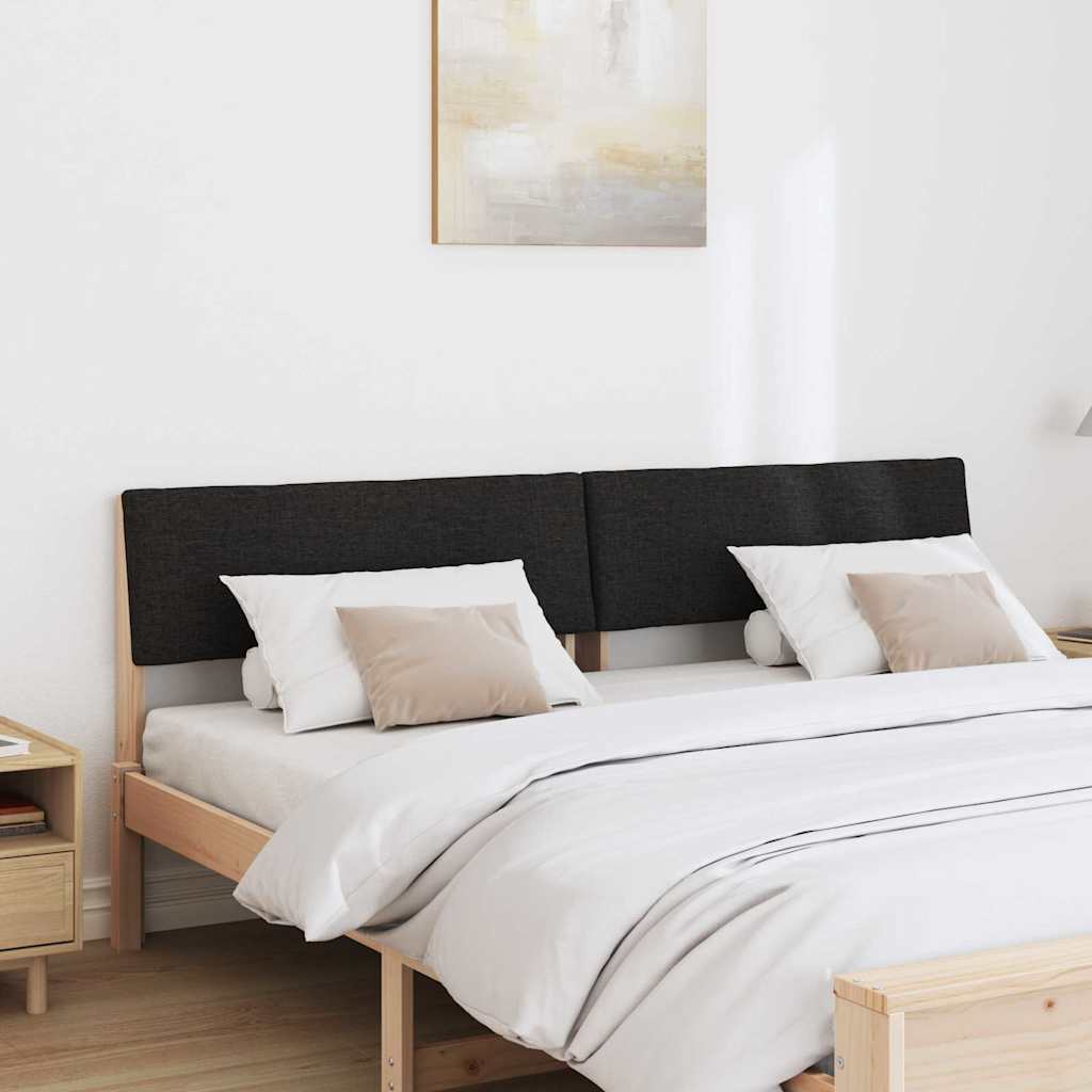 Polstret sengegavl Sort 200 cm Massiv fyrretræ