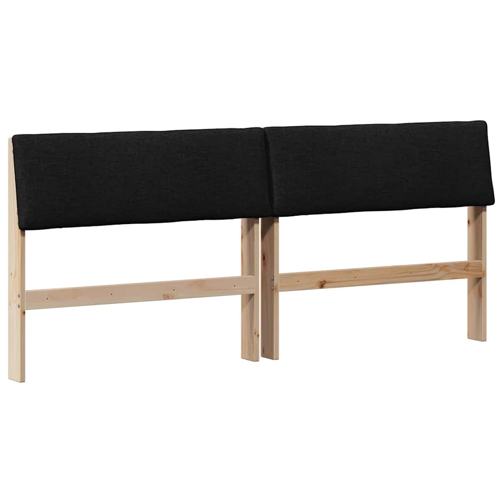 Polstret sengegavl Sort 200 cm Massiv fyrretræ