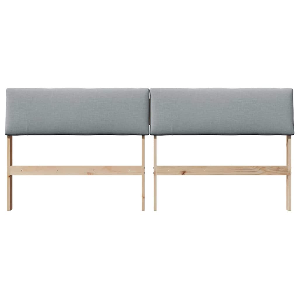 Polstret sengegavl Lysegrå 180 cm Massiv fyrretræ
