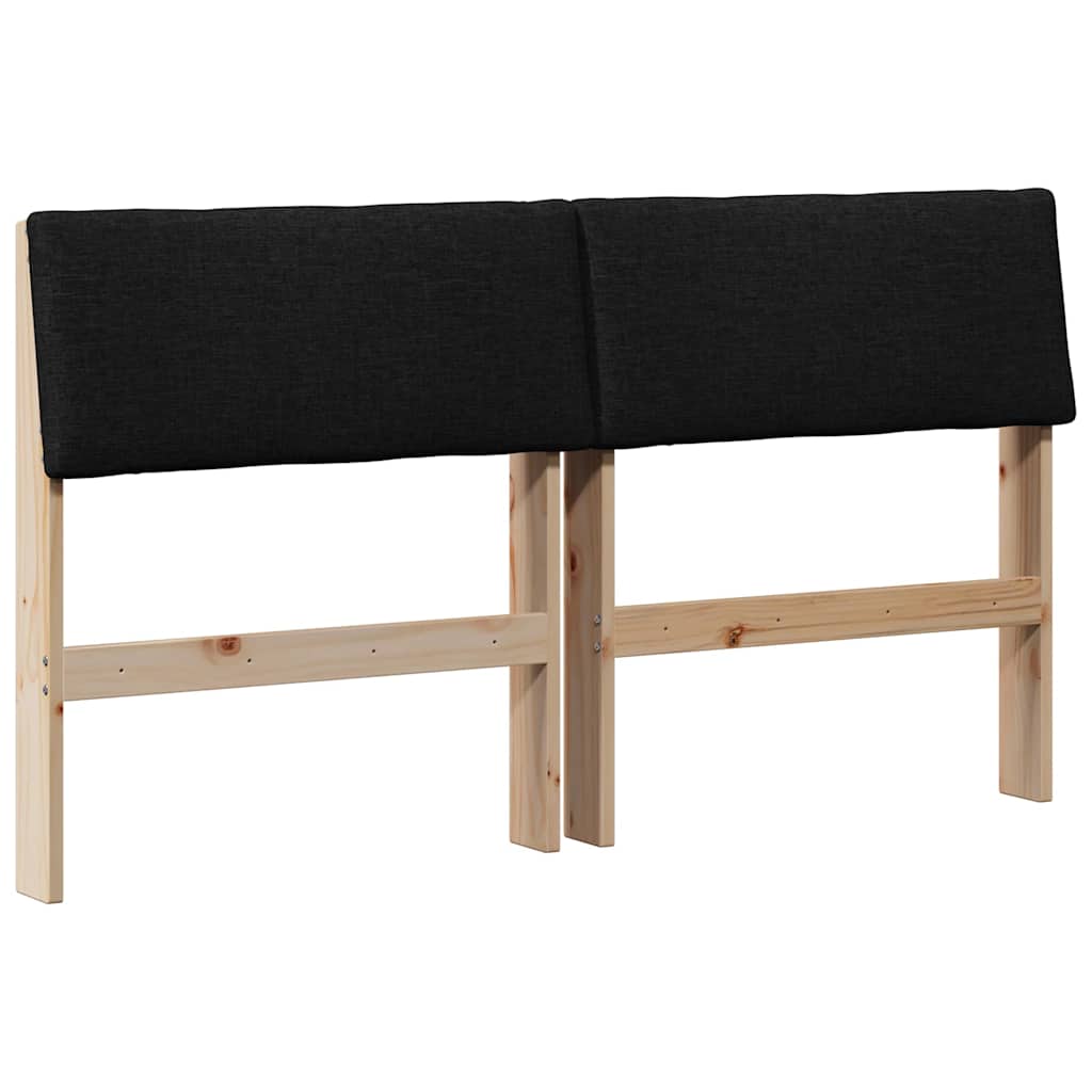 Polstret sengegavl Sort 160 cm Massiv fyrretræ