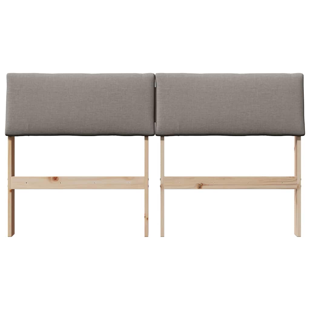 Polstret sengegavl Gråbrun 160 cm Massiv fyrretræ