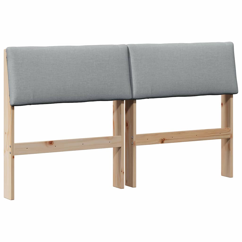 Polstret sengegavl Lysegrå 150 cm Massiv fyrretræ