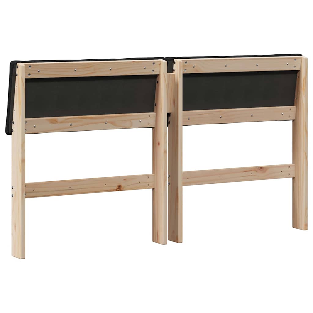 Polstret sengegavl Sort 150 cm Massiv fyrretræ