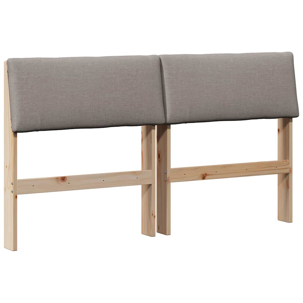 Polstret sengegavl Gråbrun 150 cm Massiv fyrretræ
