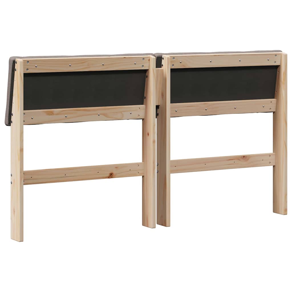 Polstret sengegavl Gråbrun 150 cm Massiv fyrretræ