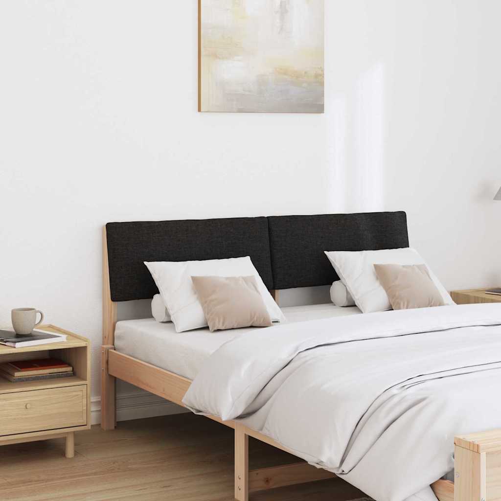 Polstret sengegavl Sort 140 cm Massiv fyrretræ
