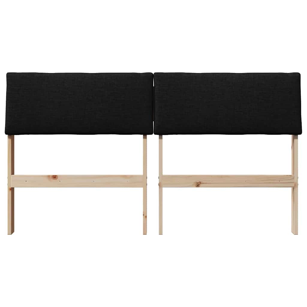 Polstret sengegavl Sort 140 cm Massiv fyrretræ