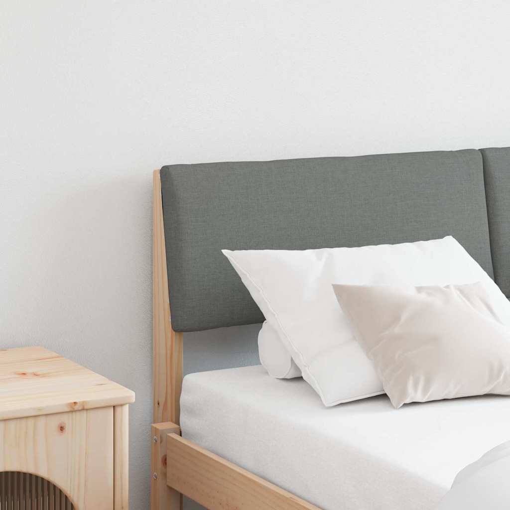 Polstret sengegavl Mørkegrå 135 cm Massiv fyrretræ