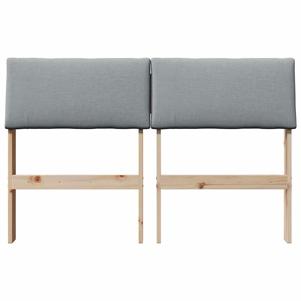 Polstret sengegavl Lysegrå 120 cm Massiv fyrretræ