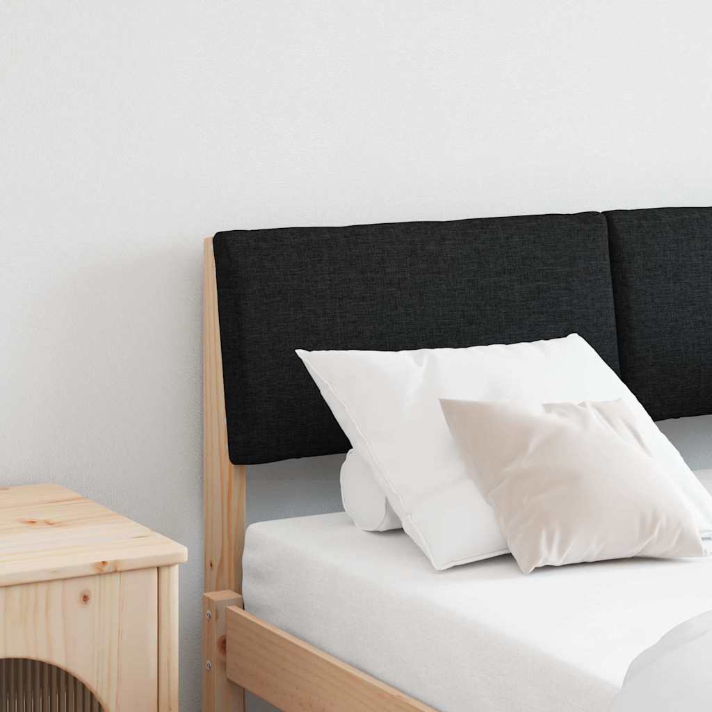 Polstret sengegavl Sort 120 cm Massiv fyrretræ