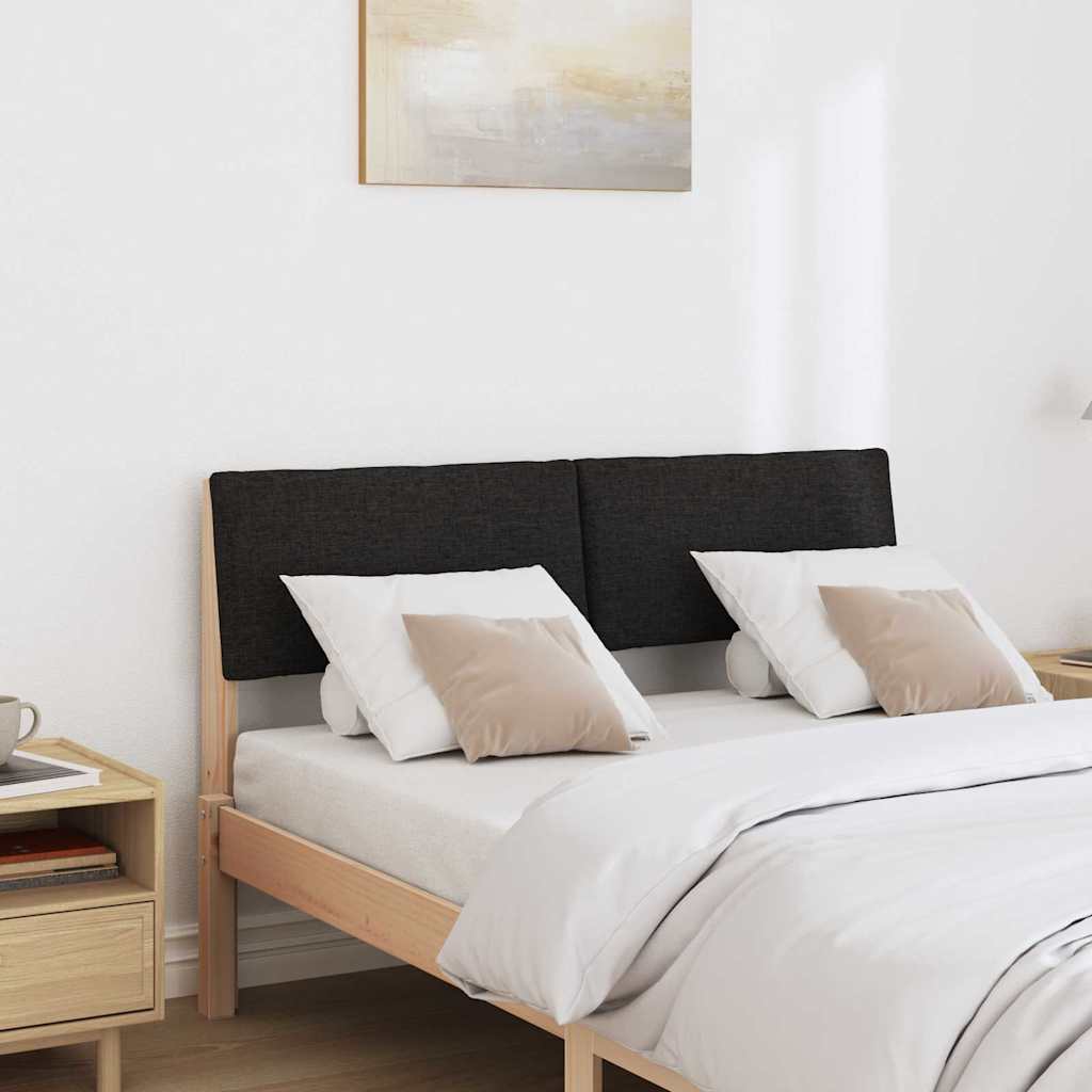 Polstret sengegavl Sort 120 cm Massiv fyrretræ