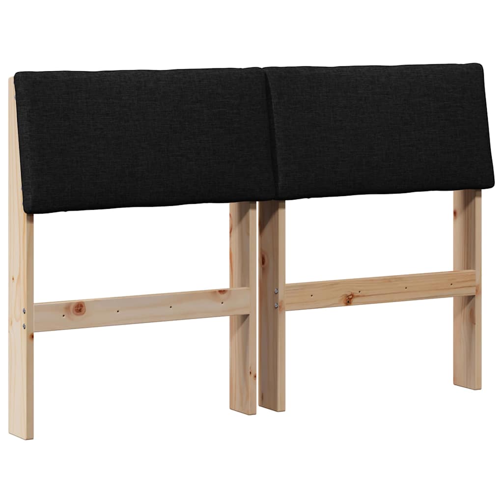 Polstret sengegavl Sort 120 cm Massiv fyrretræ