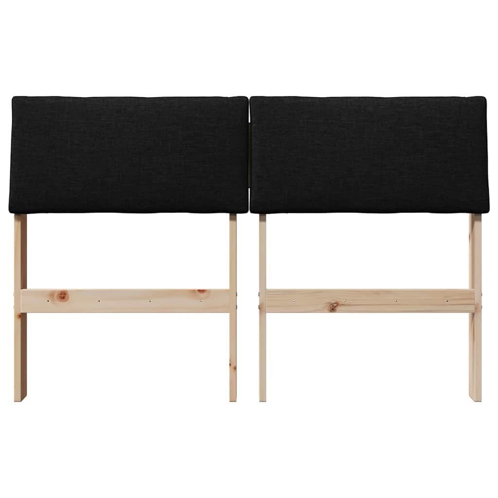 Polstret sengegavl Sort 120 cm Massiv fyrretræ