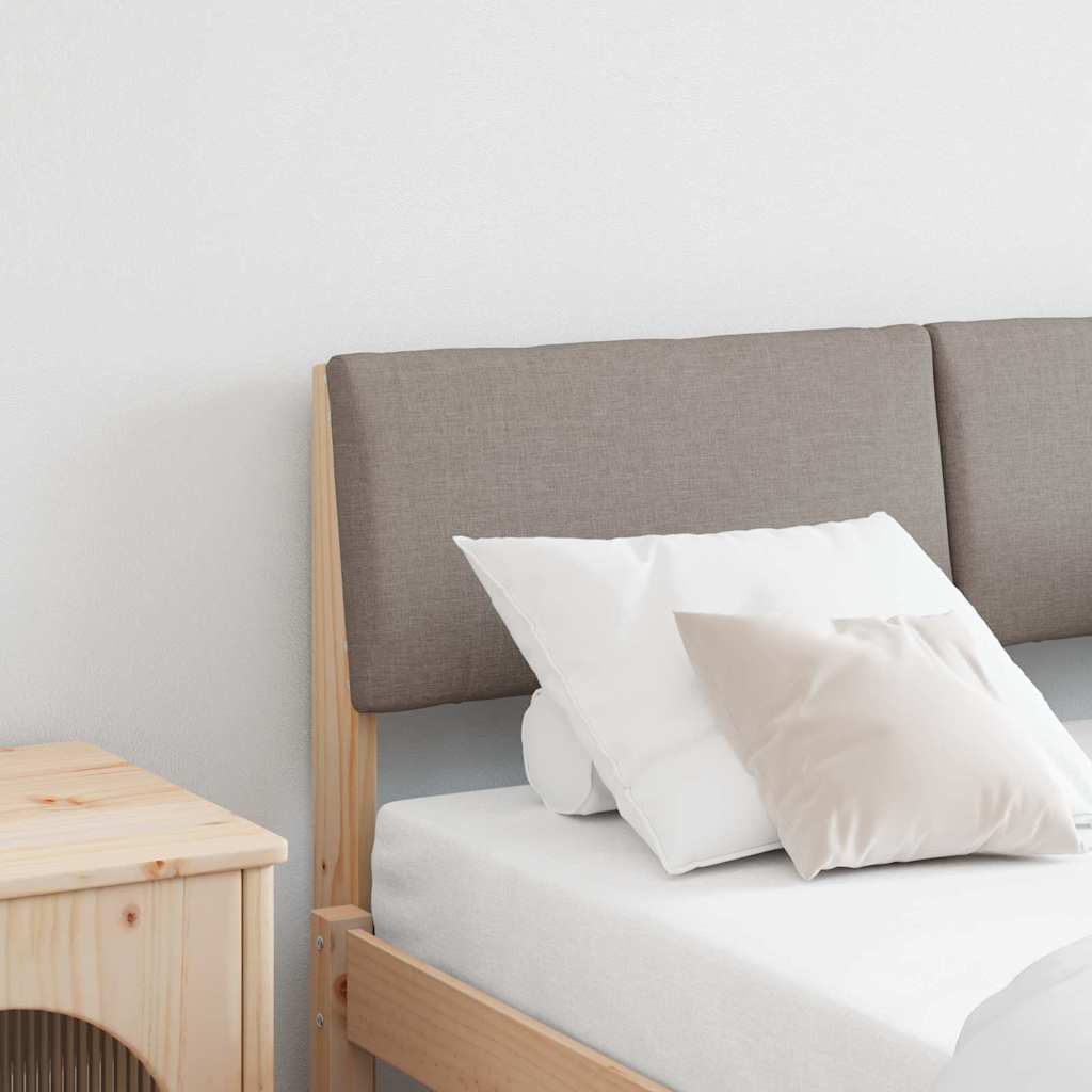 Polstret sengegavl Gråbrun 120 cm Massiv fyrretræ