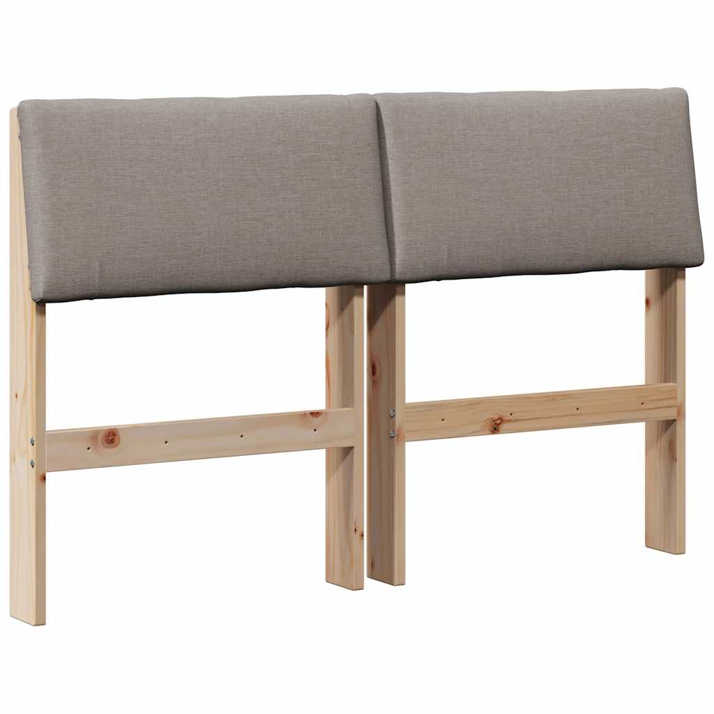 Polstret sengegavl Gråbrun 120 cm Massiv fyrretræ