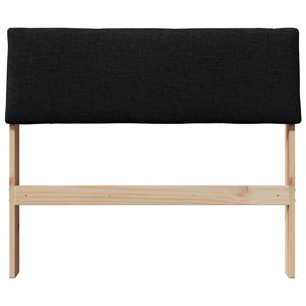 Polstret sengegavl Sort 100 cm Massiv fyrretræ