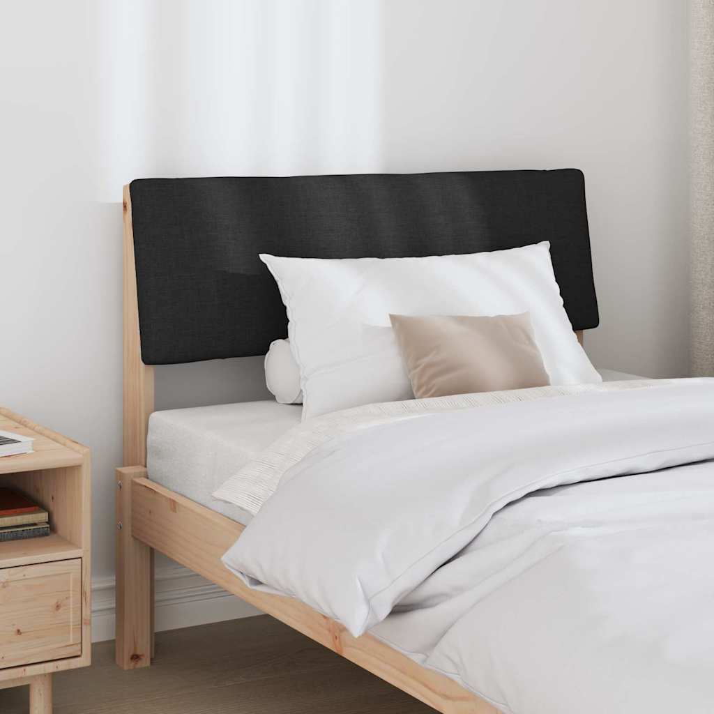 Polstret sengegavl Sort 90 cm Massiv fyrretræ