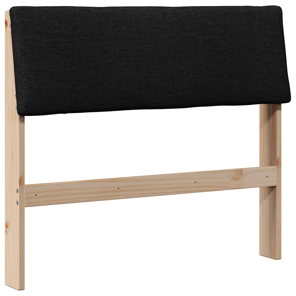 Polstret sengegavl Sort 90 cm Massiv fyrretræ
