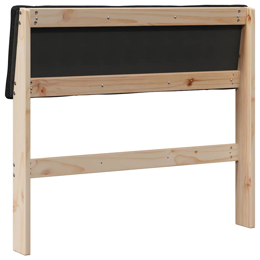 Polstret sengegavl Sort 90 cm Massiv fyrretræ