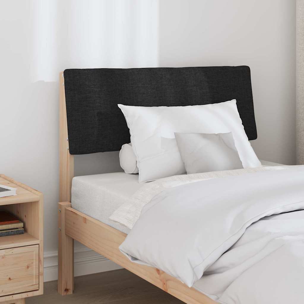 Polstret sengegavl Sort 75 cm Massiv fyrretræ
