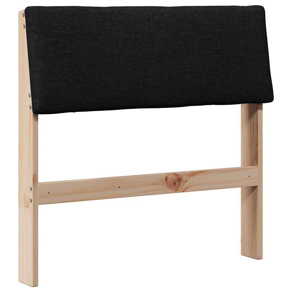 Polstret sengegavl Sort 75 cm Massiv fyrretræ