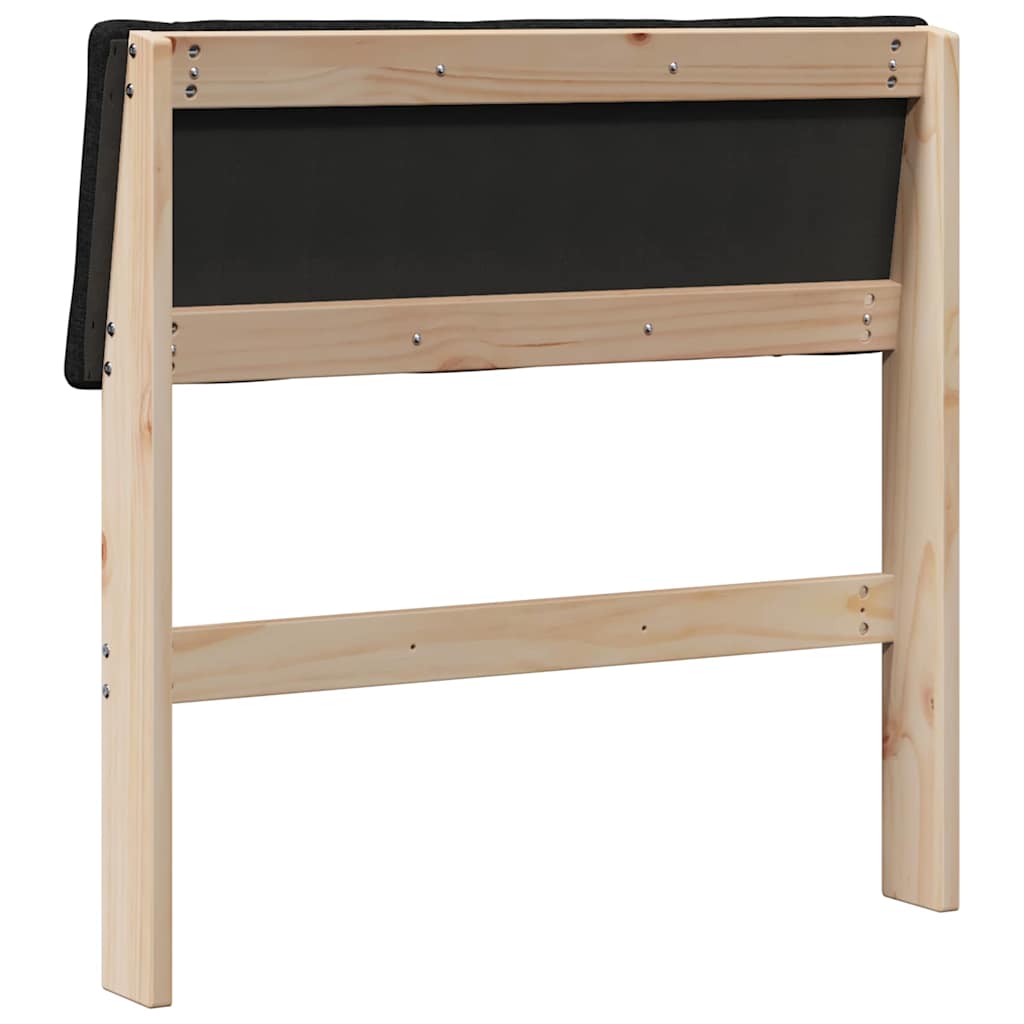 Polstret sengegavl Sort 75 cm Massiv fyrretræ
