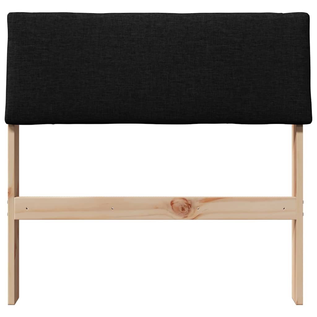Polstret sengegavl Sort 75 cm Massiv fyrretræ