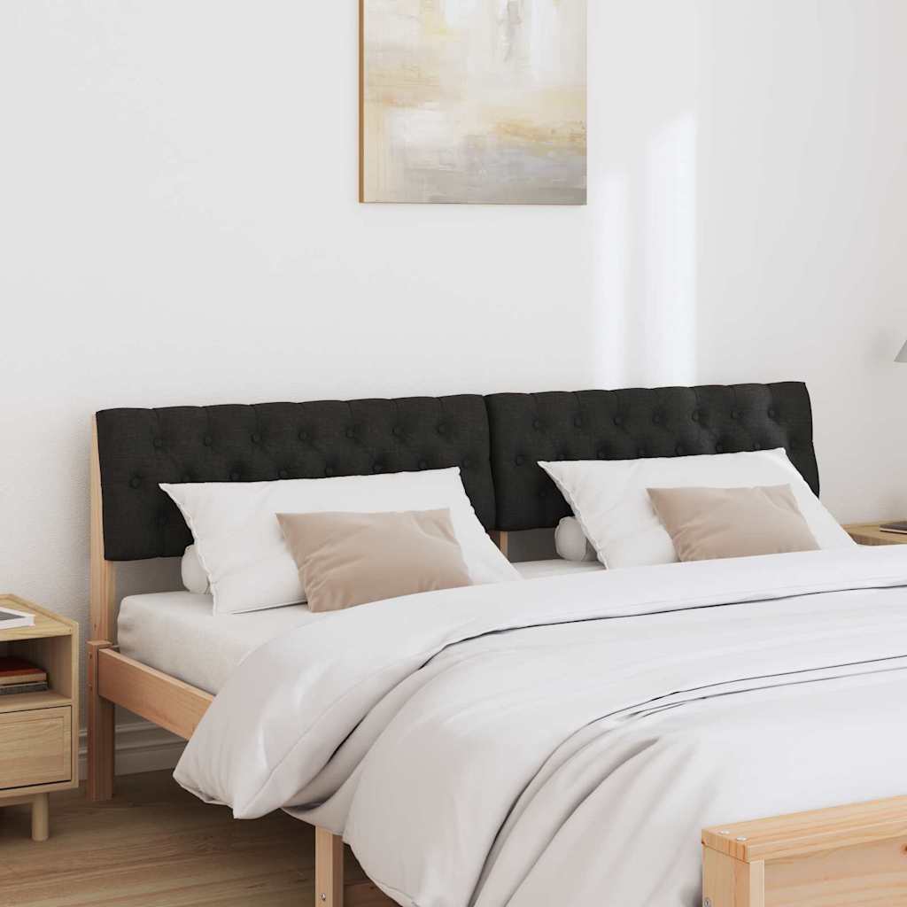 Polstret sengegavl Sort 180 cm Massiv fyrretræ