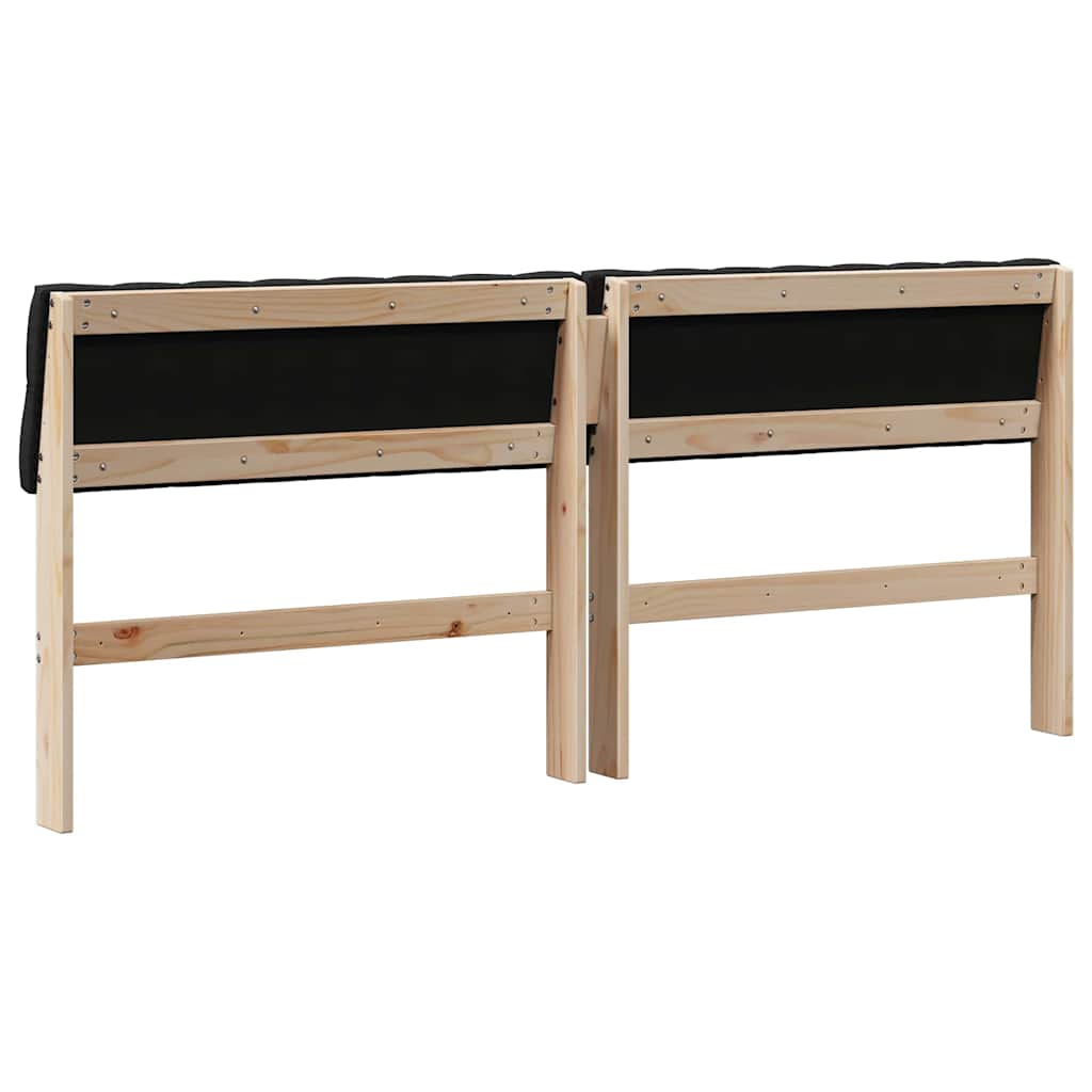 Polstret sengegavl Sort 180 cm Massiv fyrretræ