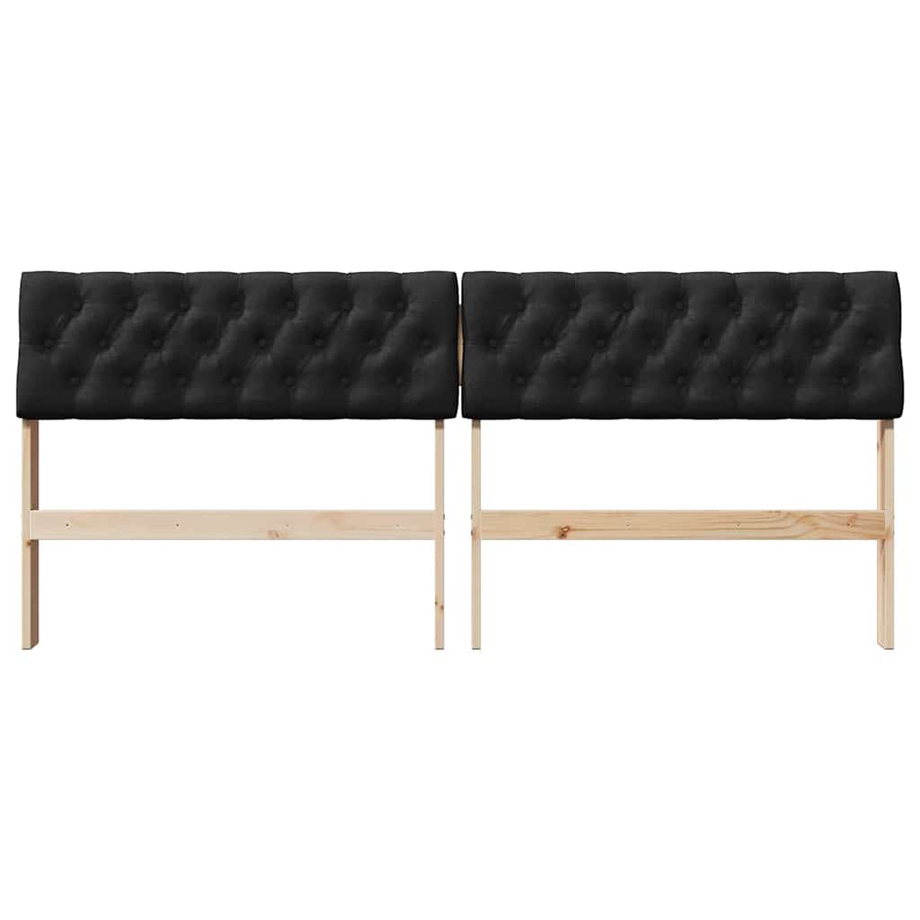 Polstret sengegavl Sort 180 cm Massiv fyrretræ