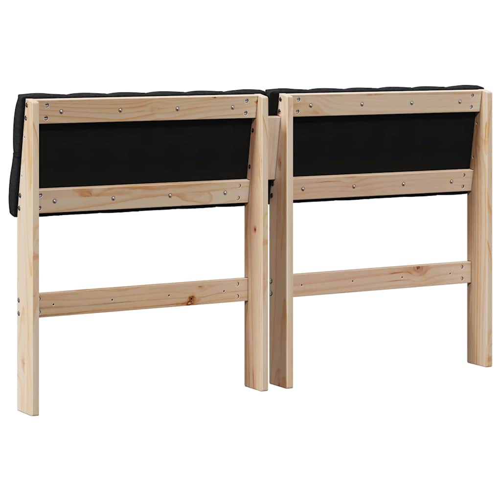 Polstret sengegavl Sort 160 cm Massiv fyrretræ