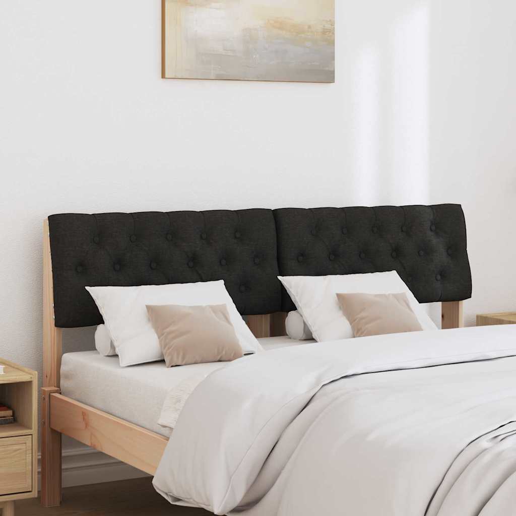 Polstret sengegavl Sort 135 cm Massiv fyrretræ