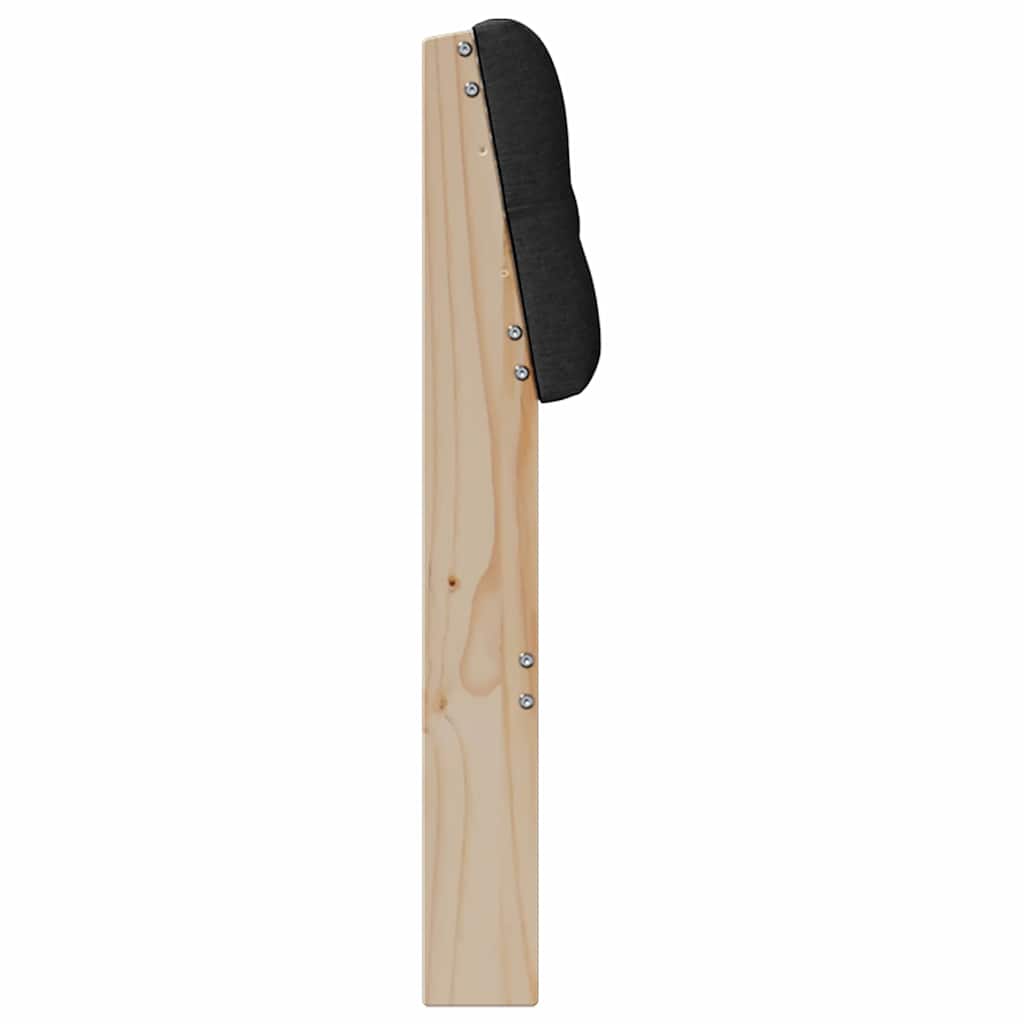 Polstret sengegavl Sort 135 cm Massiv fyrretræ