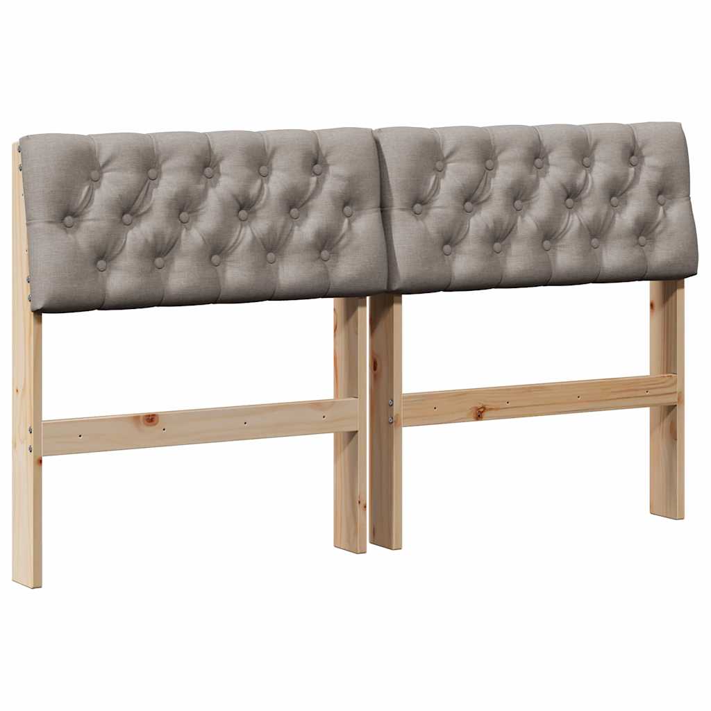 Polstret sengegavl Gråbrun 135 cm Massiv fyrretræ