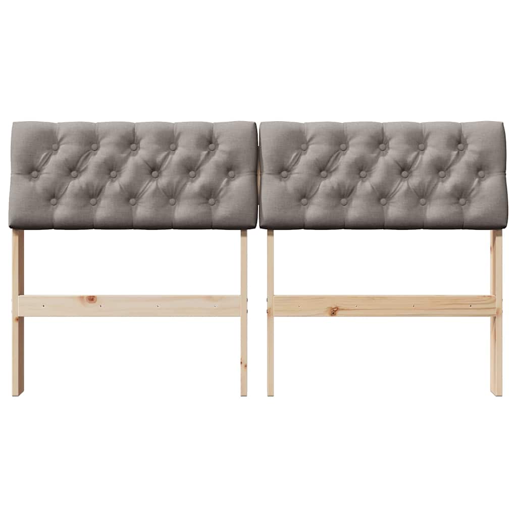 Polstret sengegavl Gråbrun 135 cm Massiv fyrretræ