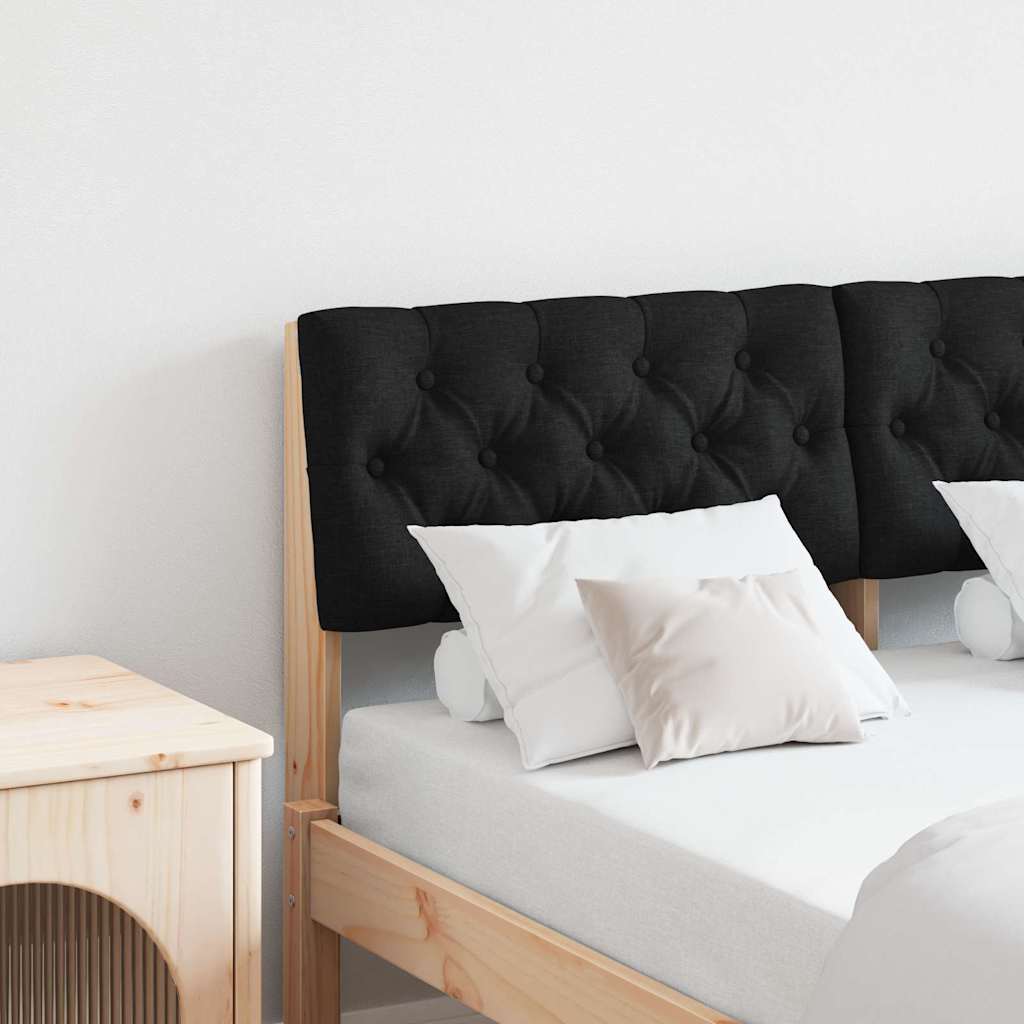 Polstret sengegavl Sort 120 cm Massiv fyrretræ
