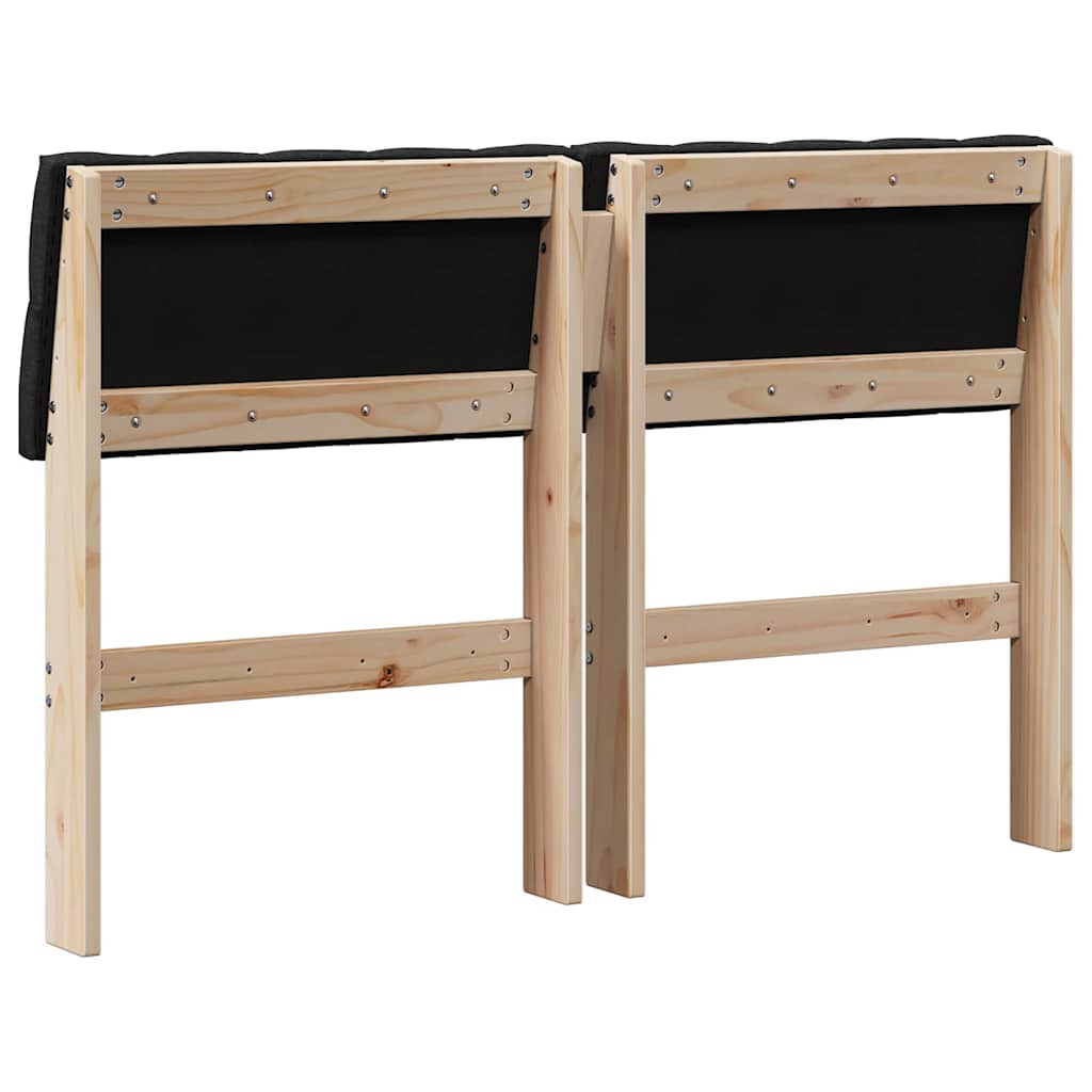 Polstret sengegavl Sort 120 cm Massiv fyrretræ