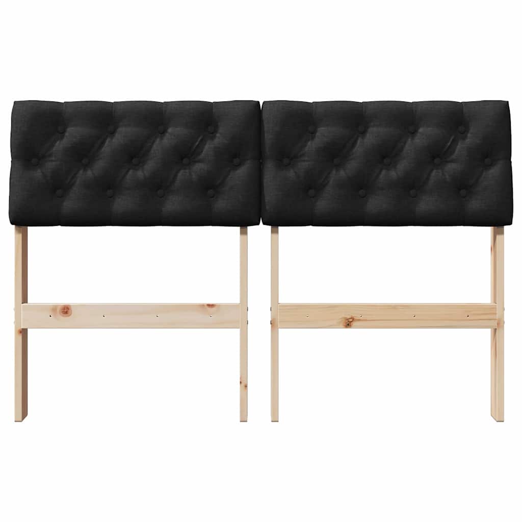 Polstret sengegavl Sort 120 cm Massiv fyrretræ