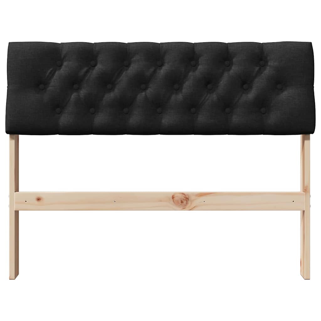 Polstret sengegavl Sort 100 cm Massiv fyrretræ