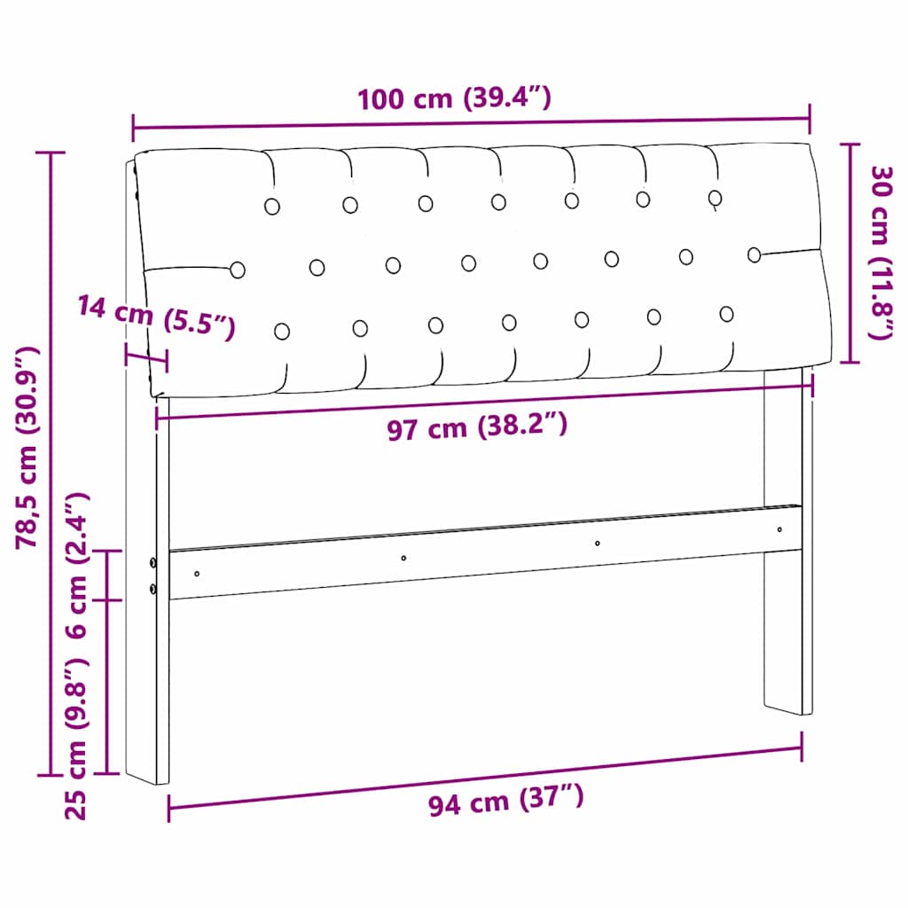 Polstret sengegavl Gråbrun 100 cm Massiv fyrretræ