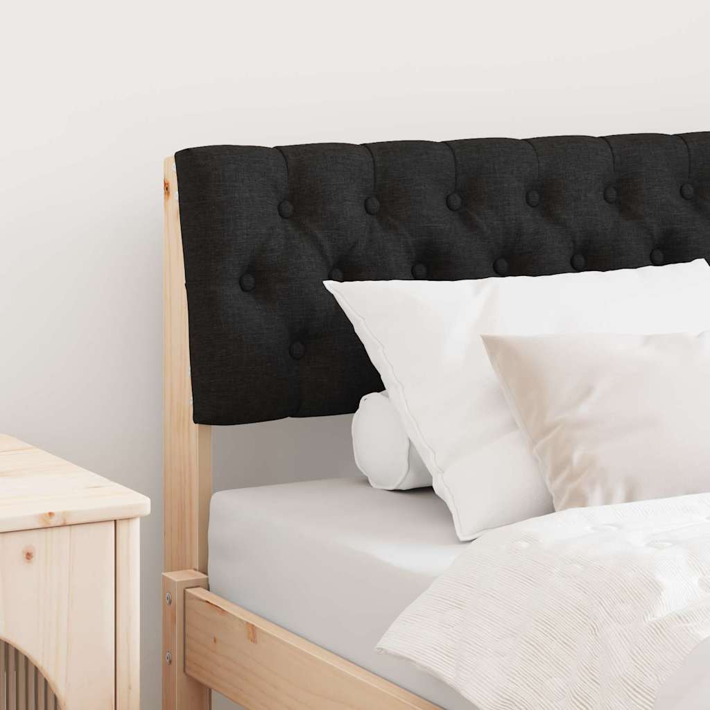 Polstret sengegavl Sort 90 cm Massiv fyrretræ