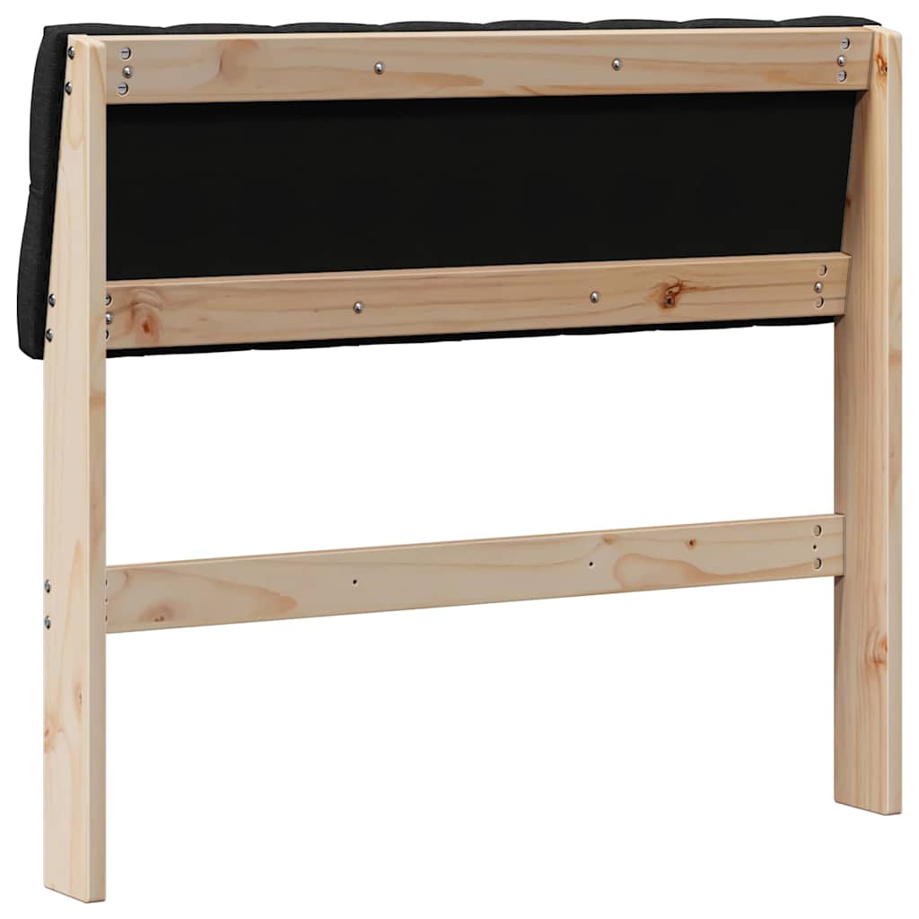 Polstret sengegavl Sort 90 cm Massiv fyrretræ