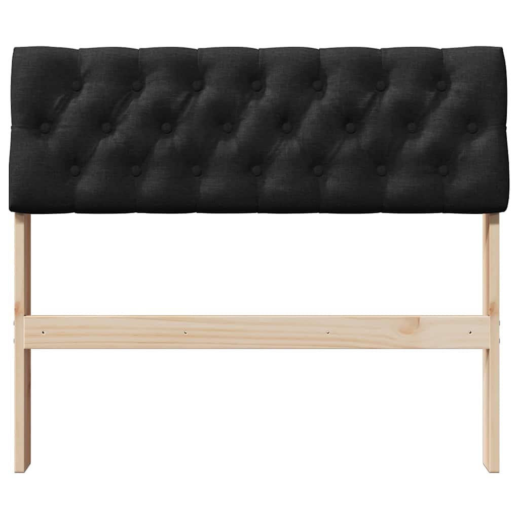 Polstret sengegavl Sort 90 cm Massiv fyrretræ