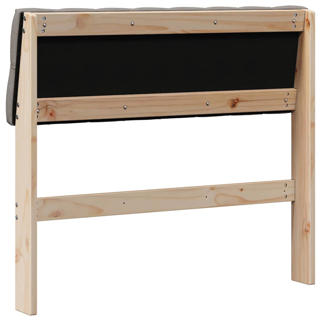 Polstret sengegavl Gråbrun 90 cm Massiv fyrretræ