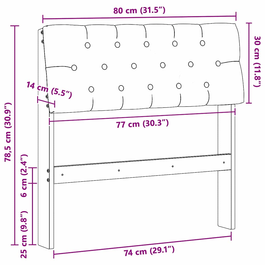 Polstret sengegavl Gråbrun 80 cm Massiv fyrretræ