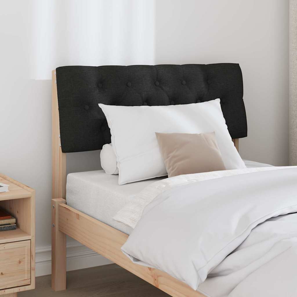 Polstret sengegavl Sort 75 cm Massiv fyrretræ