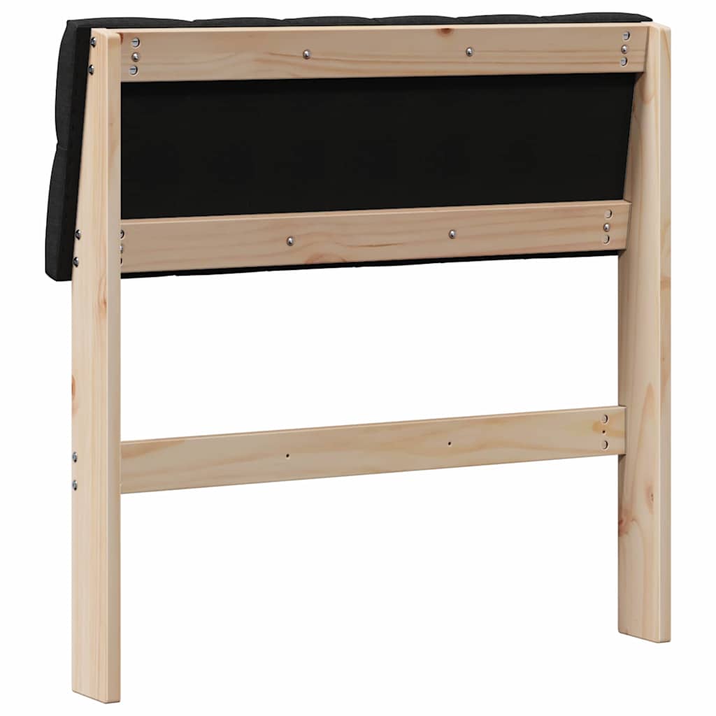 Polstret sengegavl Sort 75 cm Massiv fyrretræ